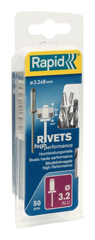 Set of 50 blind rivets ø 3,2x8mm | Aluminium | Incl. drill